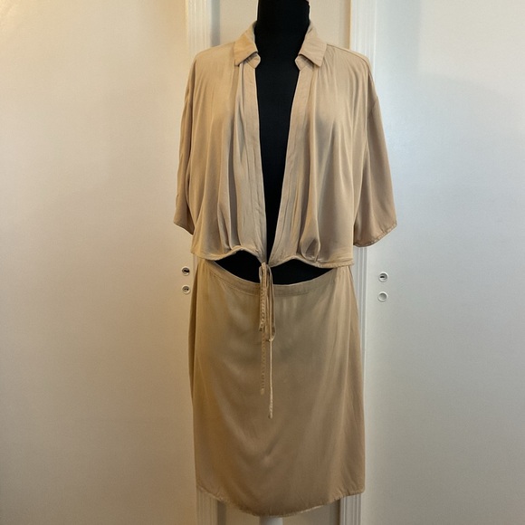 1. Eloquii Khaki Dress With Waist Cutout Dress Size 16 - Picture 1 of 8